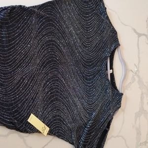 Black Evening Sequin Blouse